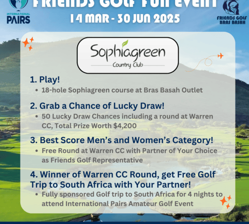 Join the Friends Golf Fun Tournament at Friends Golf Golf Simulator in Singapore! Compete on a championship 18-hole course, win exciting prizes, and network with fellow golfers. Open to all skill levels. Secure your spot today!