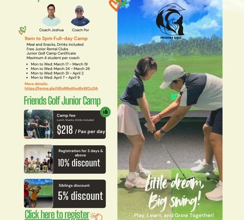 Join our Junior Golf Camp at Friends Golf! Designed for young golfers to develop skills, learn from pro coaches, and have fun on the course. Perfect for beginners and advanced players. Sign up now!